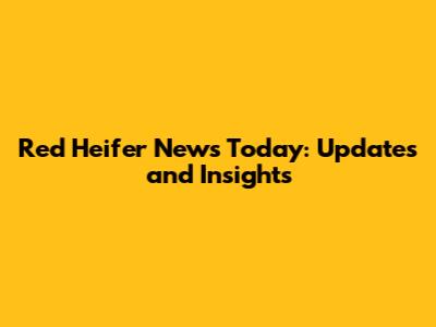 Red Heifer News Today: Updates and Insights