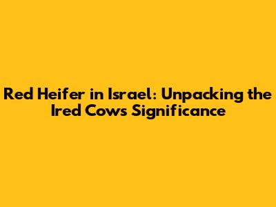 Red Heifer in Israel: Unpacking the Ired Cow's Significance