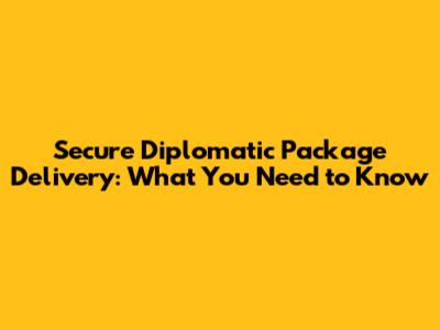 Secure Diplomatic Package Delivery: What You Need to Know