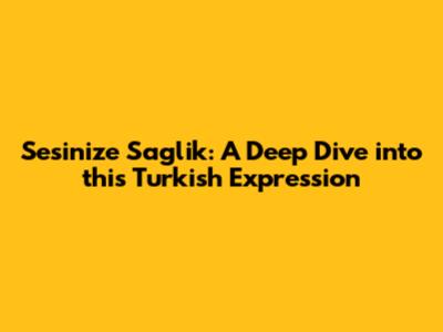 Sesinize Saglik: A Deep Dive into this Turkish Expression