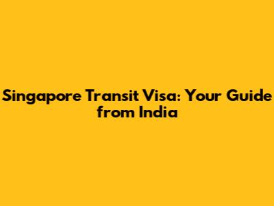 Singapore Transit Visa: Your Guide from India