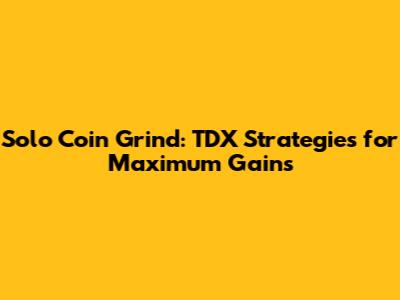 Solo Coin Grind: TDX Strategies for Maximum Gains