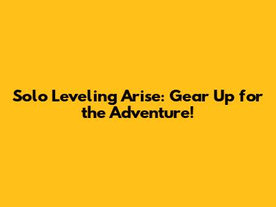 Solo Leveling Arise: Gear Up for the Adventure!