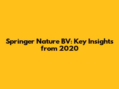Springer Nature BV: Key Insights from 2020