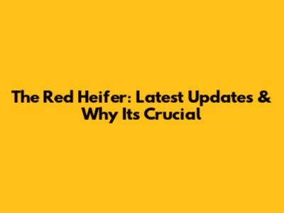 The Red Heifer: Latest Updates & Why It's Crucial