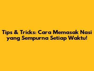 Tips & Tricks: Cara Memasak Nasi yang Sempurna Setiap Waktu!