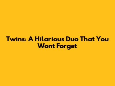 Twins: A Hilarious Duo That You Won't Forget