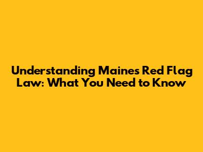 Understanding Maine's Red Flag Law: What You Need to Know