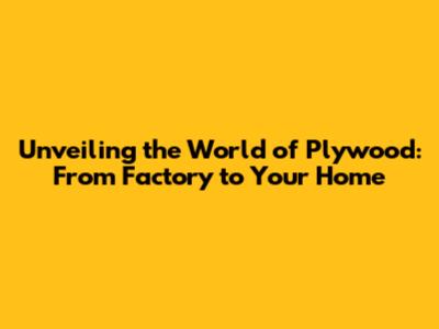 Unveiling the World of Plywood: From Factory to Your Home