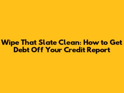 Wipe That Slate Clean: How to Get Debt Off Your Credit Report
