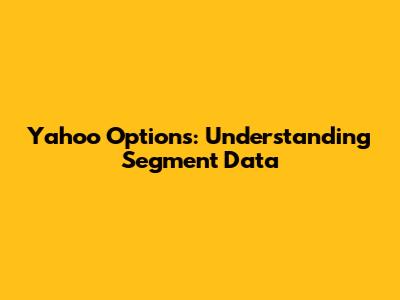 Yahoo Options: Understanding Segment Data