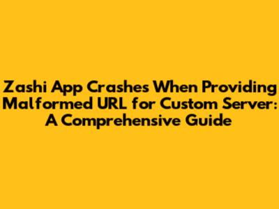 Zashi App Crashes When Providing Malformed URL for Custom Server: A Comprehensive Guide
