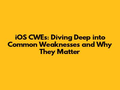iOS CWEs: Diving Deep into Common Weaknesses and Why They Matter